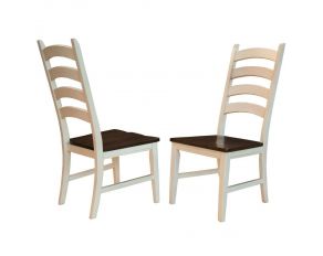 Toluca Set of 2 Ladderback Side Chairs in Chalk White and Cocoa Bean