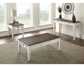 Cayla Occasional Table Set in Dark Oak and White