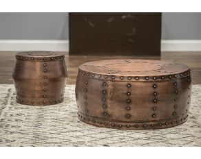 Cooper Round Occasional Table Set in Antique Copper