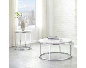 Echo Marble Top Occasional Table Set in White and Chrome