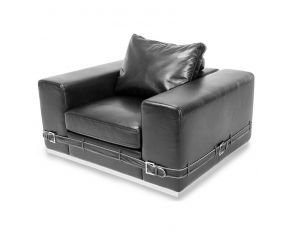 AICO Mia Bella Ciras Leather Chair in Black