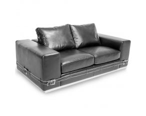 AICO Mia Bella Ciras Leather Love Seat in Black