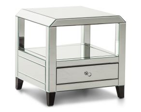 AICO Montreal Mirrored Square Accent Table with Drawer