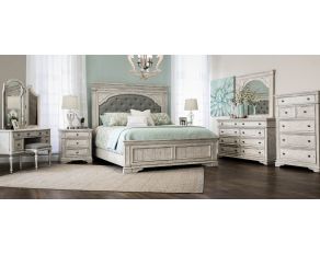 Highland Park Upholstered Panel Bedroom Set in Cathedral White