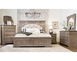 Highland Park Upholstered Panel Bedroom Set in Waxed Driftwood