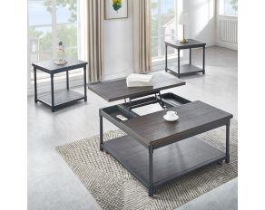 Prescott Lift Top Occasional Table Set in Smoky Oak