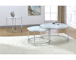 Rayne Faux Marble Top Occasional Table Set in White