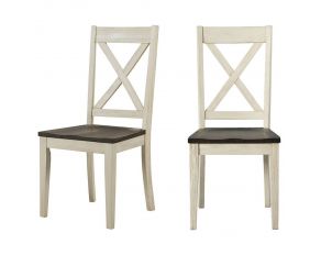Huron X-back Side Chair Set of 2 in Distressed Cocoa and Chalk