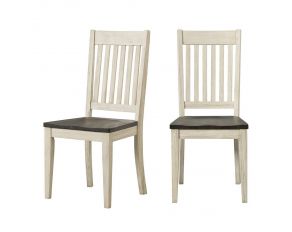 Huron Slatback Side Chair Set of 2 in Distressed Cocoa and Chalk