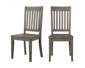 Huron Slatback Side Chair Set of 2 in Distressed Grey