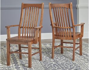 Laurelhurst Mission Set of 2 Slatback Arm Chairs in Oak