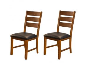 Mason Set of 2 Ladderback Upholstered Side Chairs in Brown