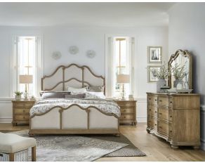 Weston Hills Upholstered Bedroom Collections in Beige and Light Wood Finish