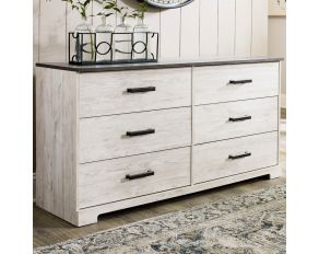 Shawburn Dresser in Whitewash and Charcoal Gray