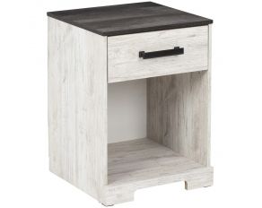 Shawburn Nightstand in Whitewash and Charcoal Gray