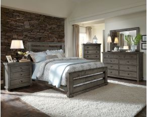 Willow Slat Bedroom Collections in Distressed Dark Gray