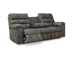 Derwin Reclining Sofa with Drop Down Table in Concrete Gray