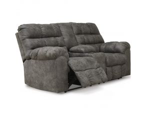 Derwin Reclining Loveseat with Console in Concrete Gray