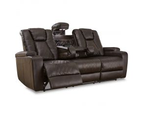 Mancin Reclining Sofa with Drop Down Table in Chocolate