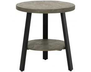 Brennegan Round End Table in Gray and Black