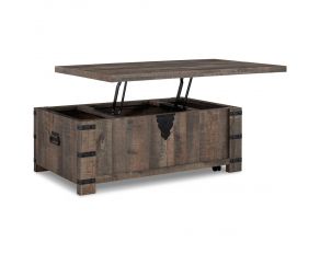 Hollum Lift-Top Coffee Table in Rustic Brown