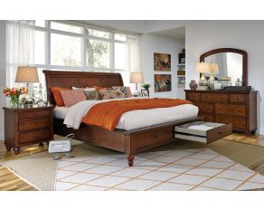 Cambridge Sleigh Storage Bedroom Collections in Brown Cherry