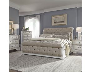 Abbey Park Upholstered Sleigh Bedroom Collection in Antique White