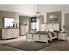 Agathon Bedroom Set in Antique White and Walnut