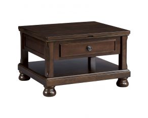 Ashley Furniture Porter Lift Top Cocktail Table in Rustic Brown