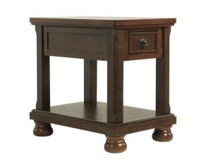 Ashley Furniture Porter Chair Side End Table in Rustic Brown