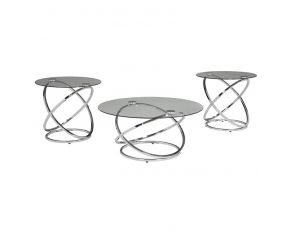 Hollynyx 3 Piece Occasional Table Set in Chrome