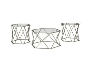 Madanere Set of 3 Occasional Table in Chrome