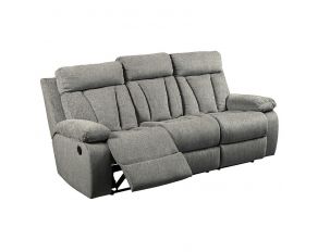 Ashley Furniture Mitchiner Reclining Sofa with Drop Down Table in Fog