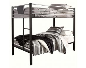 Ashley Furniture Dinsmore Bunk Bed with Ladder in Black/Grey, Twin over Twin