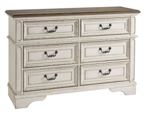 Realyn 6 Drawer Dresser in Chipped White