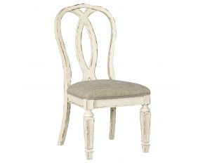 Ashley Furniture Realyn Dining Ribbonback Upholstered Side Chair in Chipped White