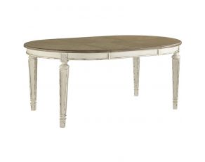 Ashley Furniture Realyn Oval Dining Extension Table in Chipped White