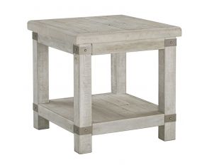Ashley Furniture Carynhurst Rectangular End Table in White Wash Grey