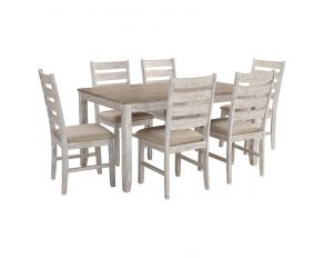 Skempton Set of 7 Dining Table and Chairs in White Light Brown