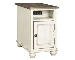 Realyn Chairside End Table in White and Brown