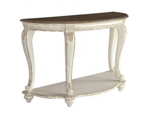 Realyn Sofa Table in White and Brown