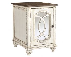 Realyn Rectangular Chairside End Table in White and Brown