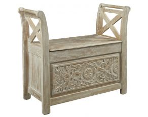 Fossil Ridge Accent Bench in Whitewash