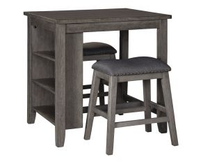 Caitbrook Set of 3 Counter Height Dining Table and Bar Stools in Gray