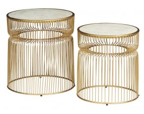 Vernway Set of 2 Accent Table in White Gold