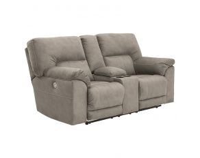 Cavalcade Power Reclining Loveseat with Console in Slate