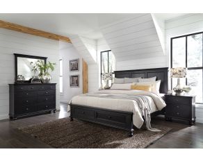 Oxford Traditional Panel Storage Bedroom Set in Rubbed Black