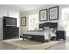 Oxford Traditional Sleigh Storage Bedroom Set in Rubbed Black