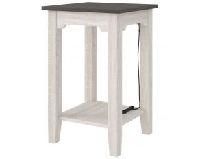 Dorrinson Chairside End Table in White and Gray