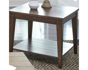 Liberty Furniture Lake House Square Lamp Table in Rustic Brown Oak